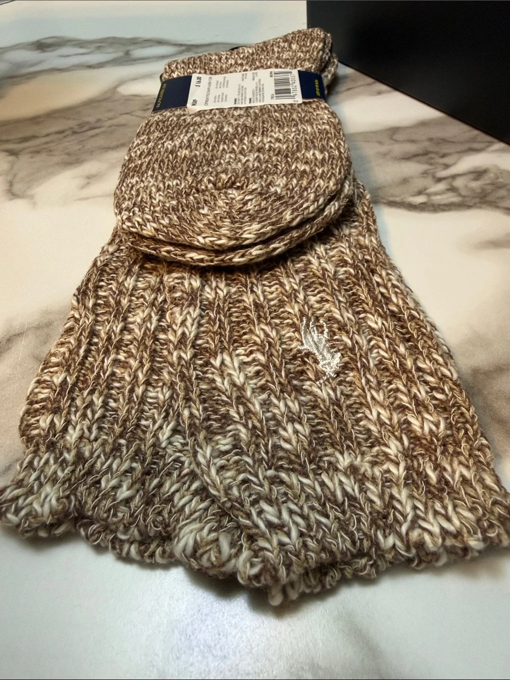 Polo Ralph Lauren Brown Marled Boot Socks Cozy Winter Cabin Style